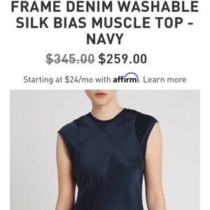 Frame Denim Silk Navy Muscle Shirt L